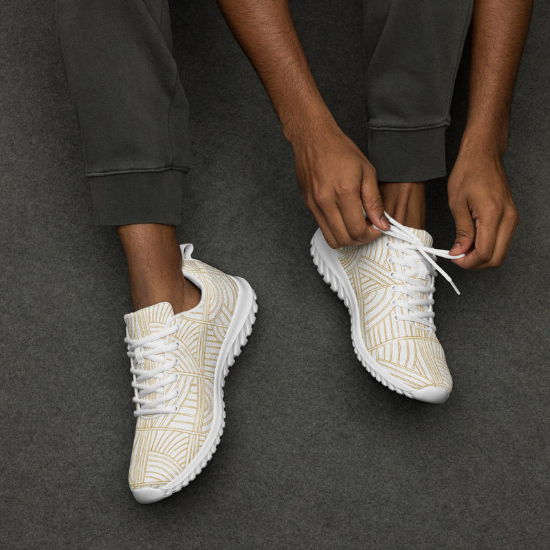 Gold Wave Line Athletic #16 - Opposite Side | HA!LO Canvas Sneakers