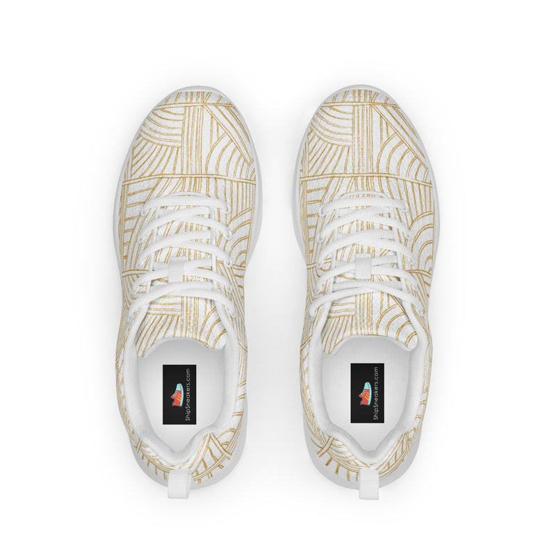Gold Wave Line Athletic #16 - Back View | HA!LO Canvas Sneakers