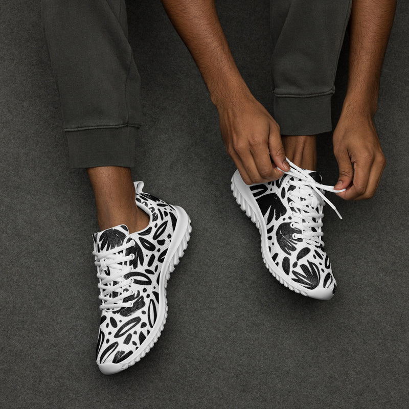 Monochrome Floral Athletic #20 - Opposite Side | HA!LO Canvas Sneakers
