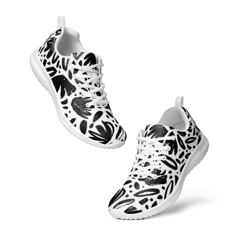 Monochrome Floral Athletic #20 - Top Down View | HA!LO Canvas Sneakers