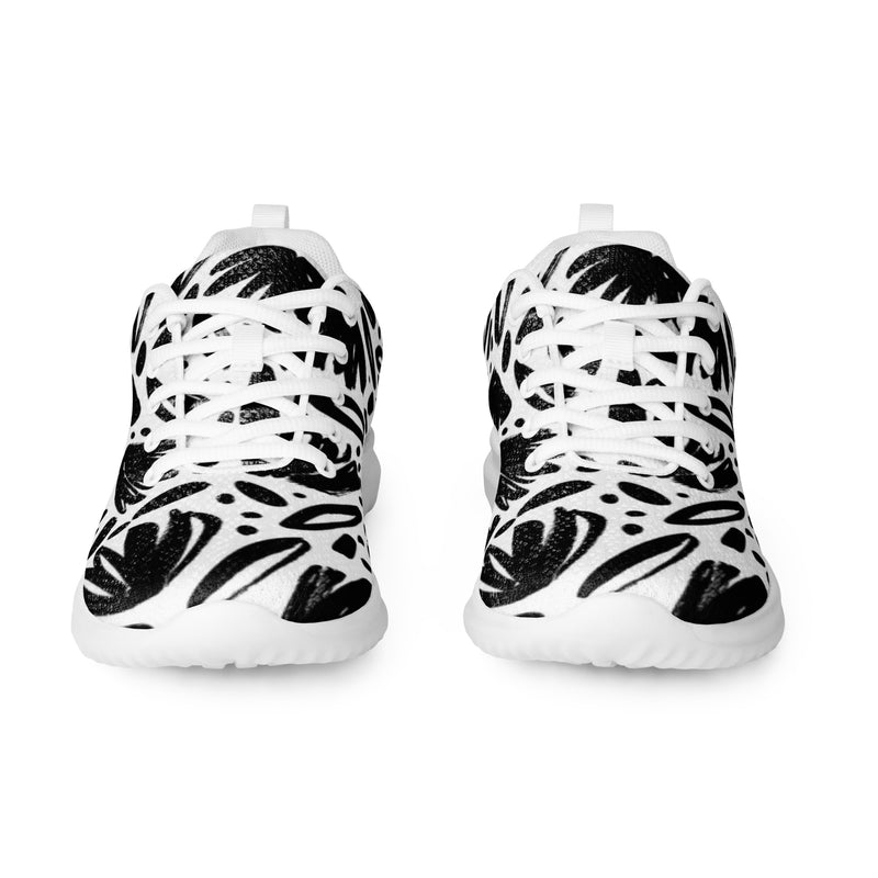 Monochrome Floral Athletic #20 - Front View | HA!LO Canvas Sneakers