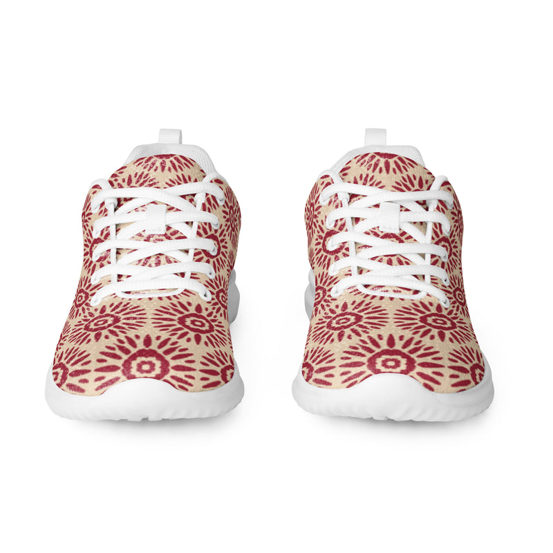 Coral Mandala Tile Athletic #24 - Front View | HA!LO Canvas Sneakers