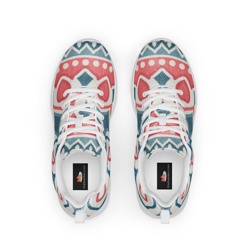 Coral Paisley Art Athletic #26 - Back View | HA!LO Canvas Sneakers