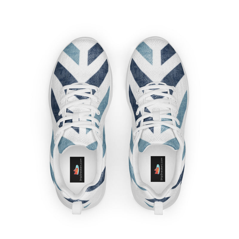 Blue Brush Stroke Athletic #29 - Back View | HA!LO Canvas Sneakers