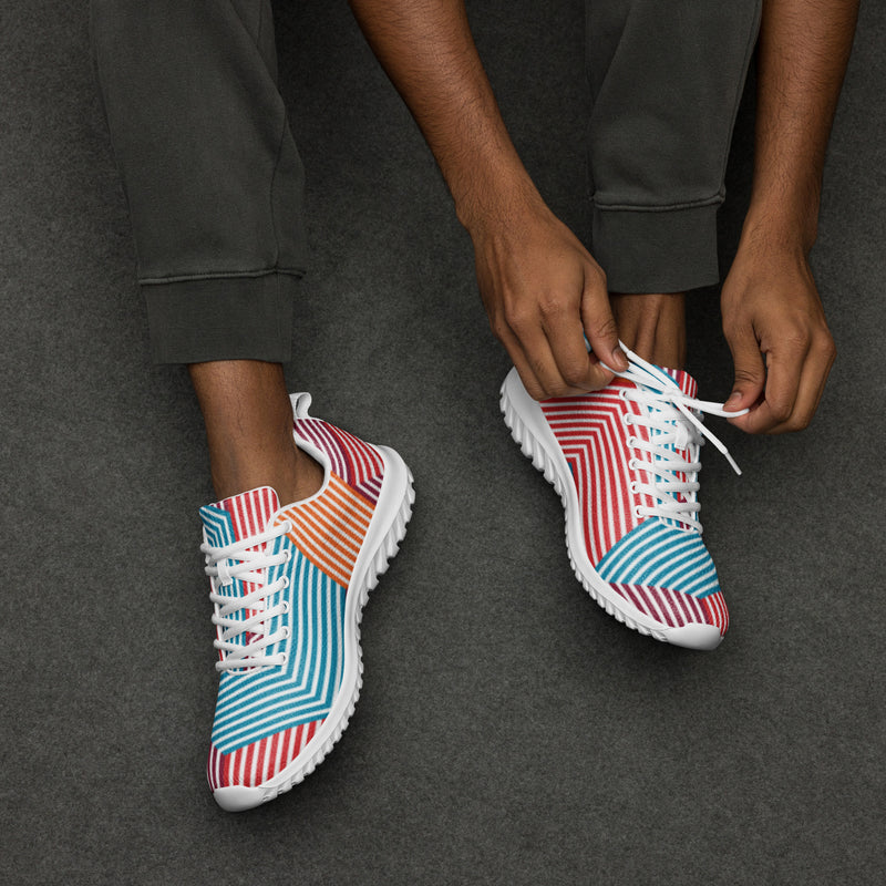 Red Blue Stripe Athletic #37 - Opposite Side | HA!LO Canvas Sneakers