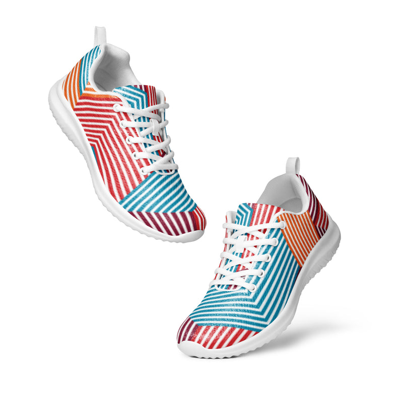 Red Blue Stripe Athletic #37 - Top Down View | HA!LO Canvas Sneakers