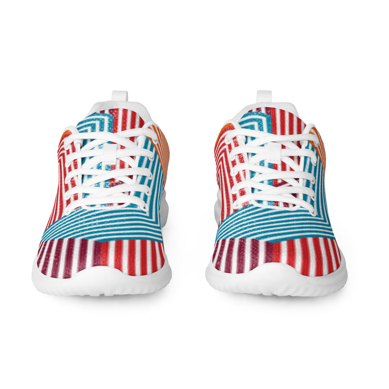 Red Blue Stripe Athletic #37 - Front View | HA!LO Canvas Sneakers