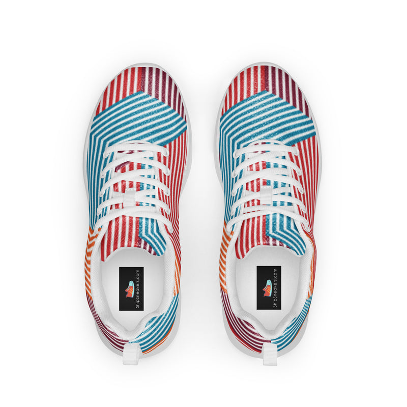 Red Blue Stripe Athletic #37 - Back View | HA!LO Canvas Sneakers