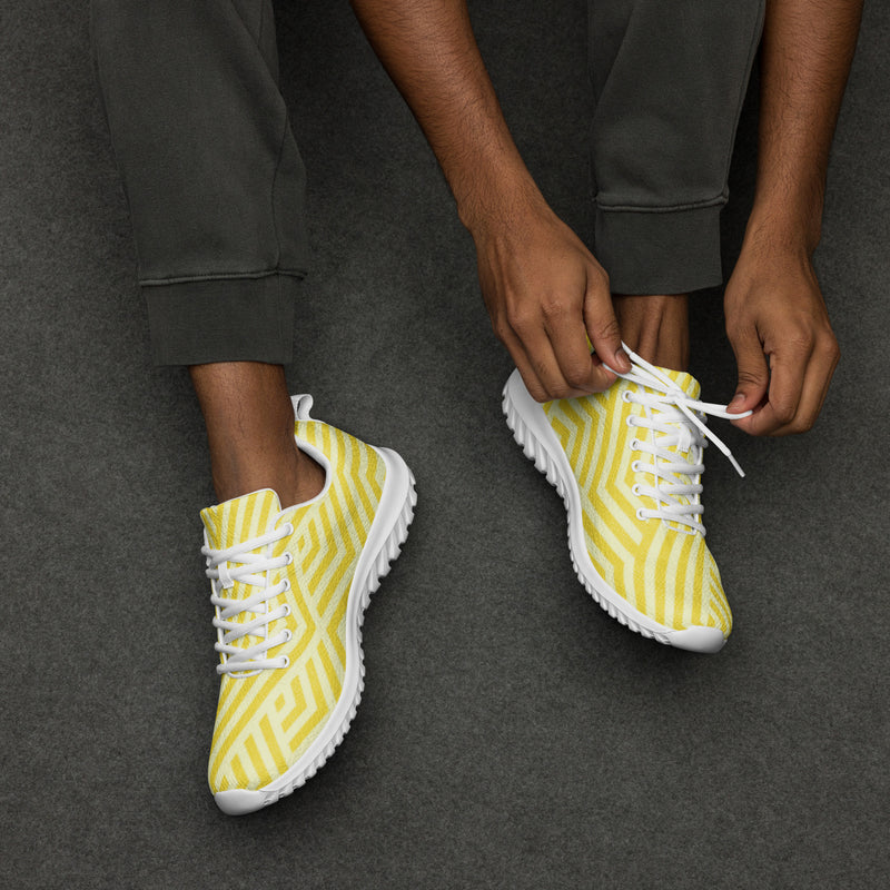 Yellow Geometric Athletic #43 - Opposite Side | HA!LO Canvas Sneakers