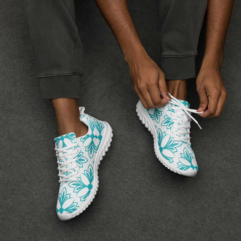 Teal Hibiscus Athletic #55 - Opposite Side | HA!LO Canvas Sneakers