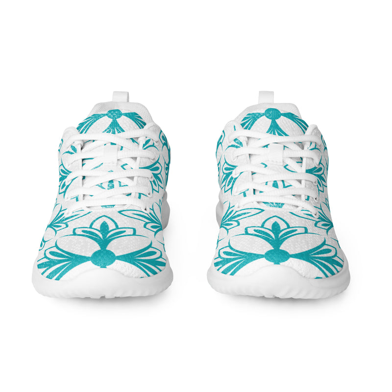 Teal Hibiscus Athletic #55 - Front View | HA!LO Canvas Sneakers