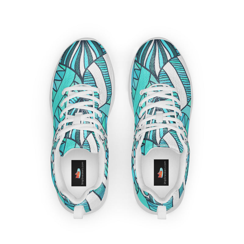 Teal Doodle Athletic #57 - Back View | HA!LO Canvas Sneakers