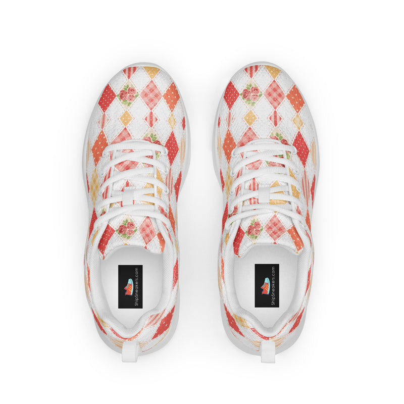 Coral Argyle Athletic #60 - Back View | HA!LO Canvas Sneakers