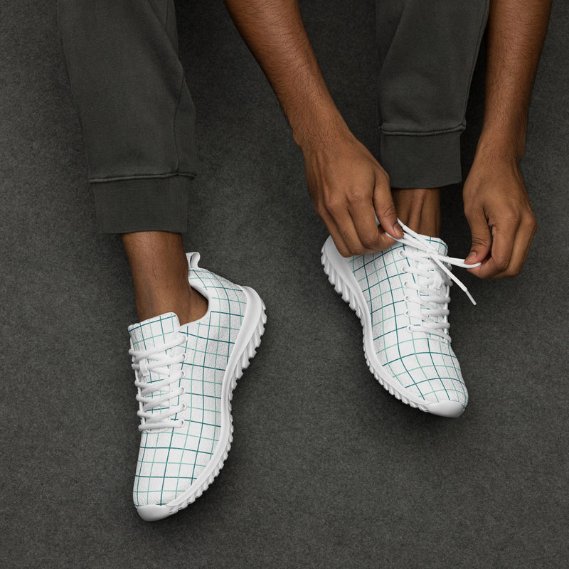Teal Grid Athletic #66 - Opposite Side | HA!LO Canvas Sneakers
