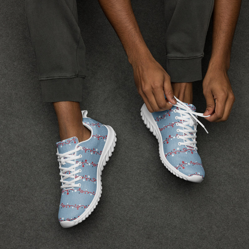 Blue Floral Vine Athletic #68 - Opposite Side | HA!LO Canvas Sneakers