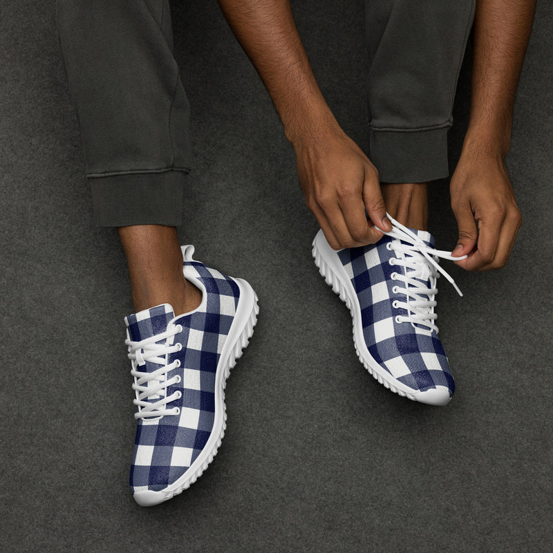 Navy Buffalo Check Athletic #71 - Opposite Side | HA!LO Canvas Sneakers