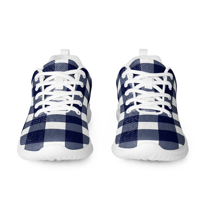 Navy Buffalo Check Athletic #71 - Front View | HA!LO Canvas Sneakers