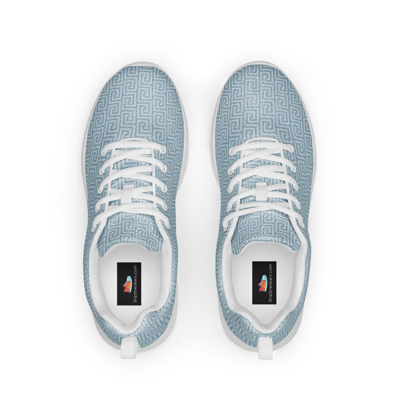Blue Herringbone Athletic #90 - Back View | HA!LO Canvas Sneakers