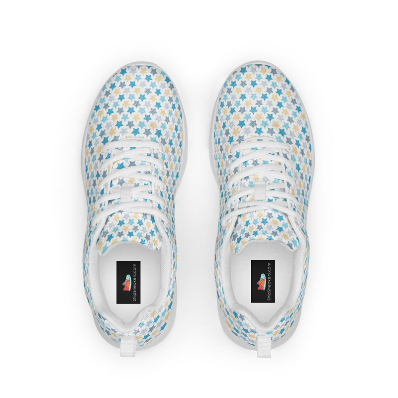 Blue White Dot Athletic #94 - Back View | HA!LO Canvas Sneakers