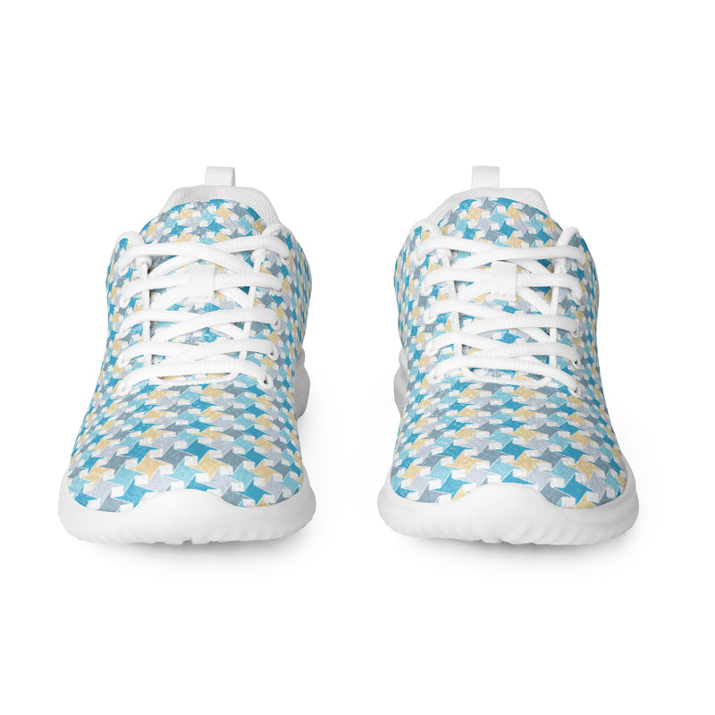 Aqua Diamond Pattern Athletic #96 - Front View | HA!LO Canvas Sneakers
