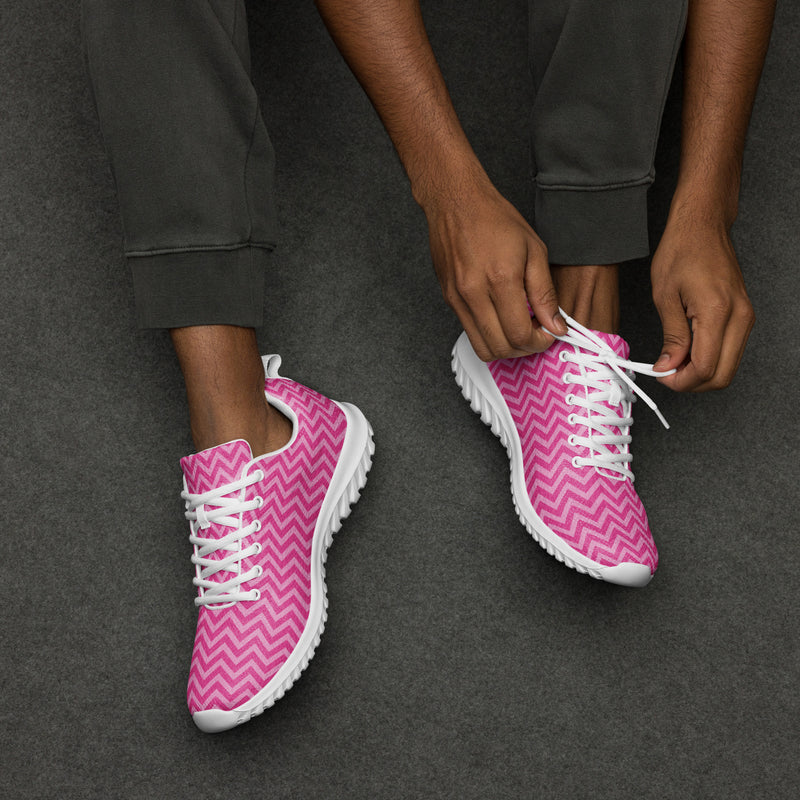 Hot Pink Chevron Athletic #101 - Opposite Side | HA!LO Canvas Sneakers
