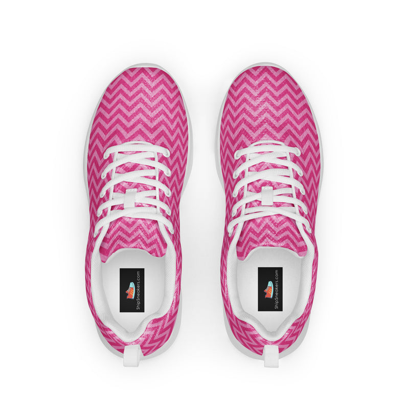 Hot Pink Chevron Athletic #101 - Back View | HA!LO Canvas Sneakers