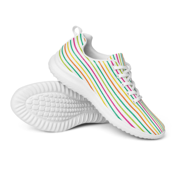 HA!LO Rainbow Pastel Stripe — Men's Canvas Athletic Sneaker
