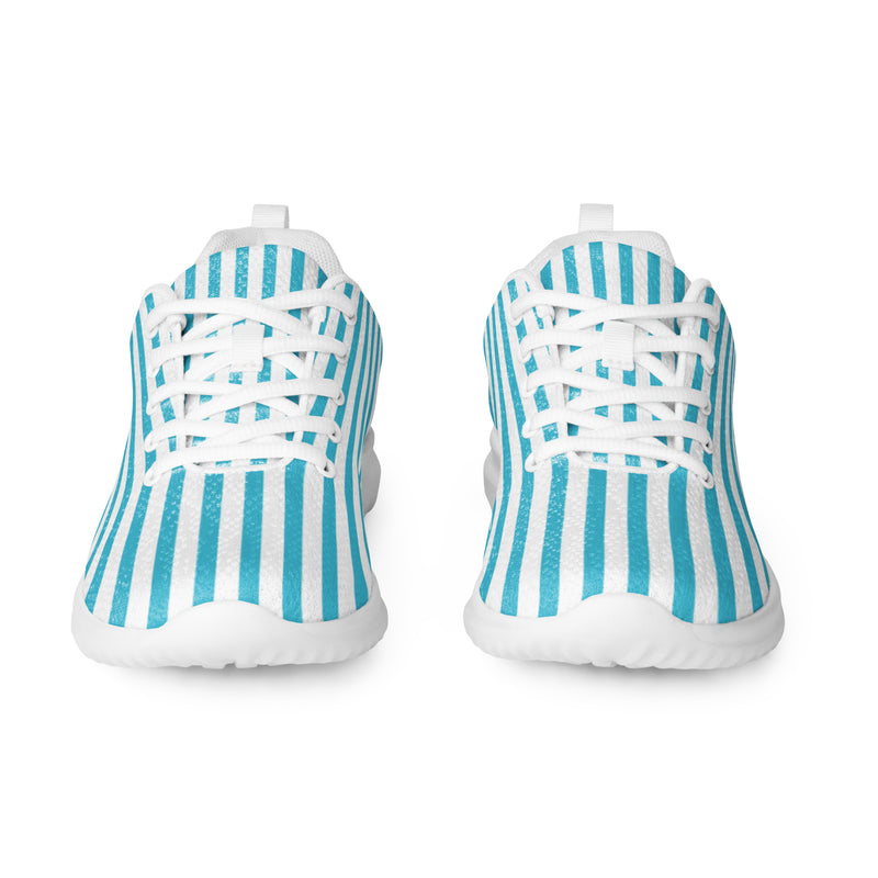 Aqua Stripe Athletic #131 - Front View | HA!LO Canvas Sneakers
