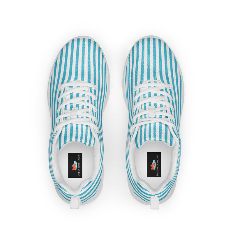 Aqua Stripe Athletic #131 - Back View | HA!LO Canvas Sneakers