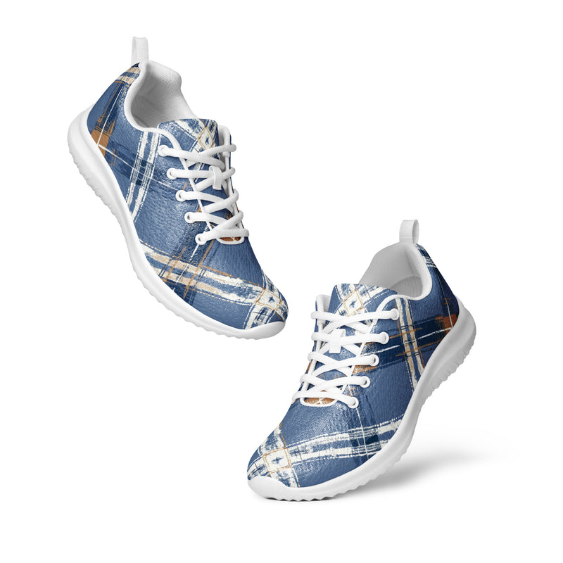 Blue Gold Check Athletic #151 - Top Down View | HA!LO Canvas Sneakers