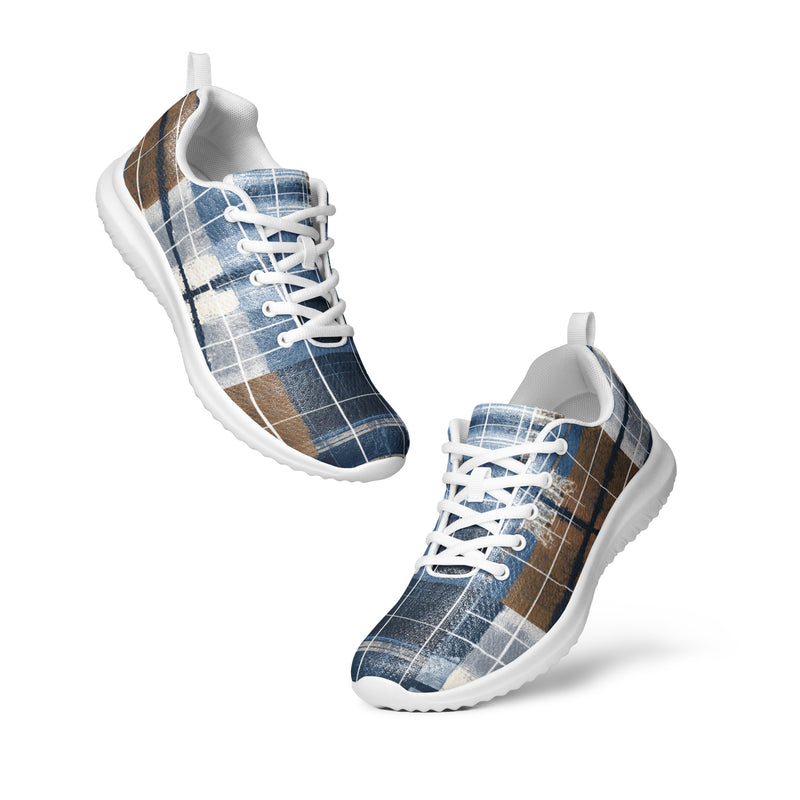 Country Blue Plaid Athletic #154 - Top Down View | HA!LO Canvas Sneakers