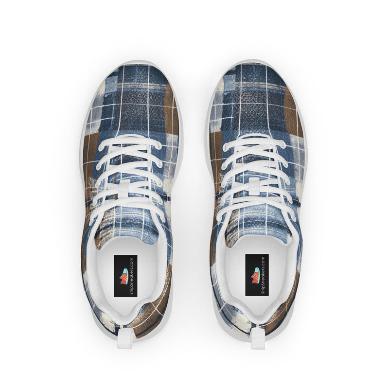 Country Blue Plaid Athletic #154 - Back View | HA!LO Canvas Sneakers
