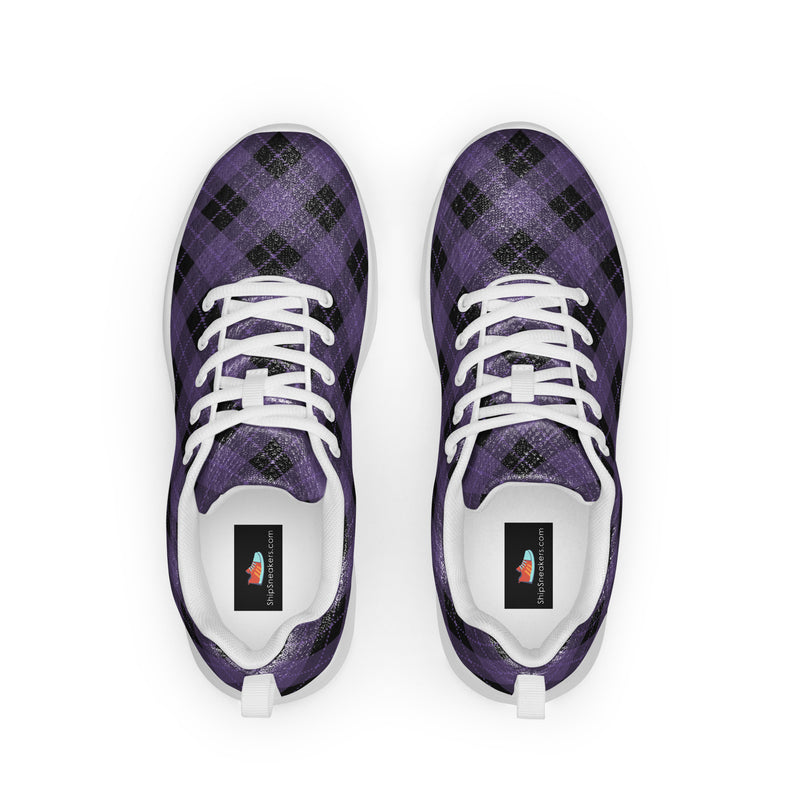 Dark Purple Plaid Athletic #180 - Back View | HA!LO Canvas Sneakers