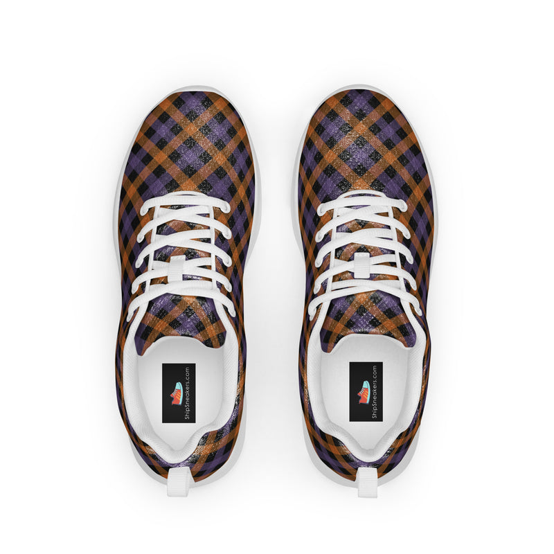 Dark Navy Plaid Athletic #181 - Back View | HA!LO Canvas Sneakers
