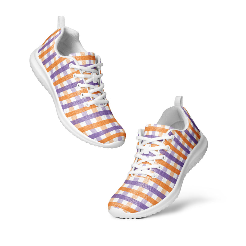 Purple Orange Check Athletic #183 - Top Down View | HA!LO Canvas Sneakers