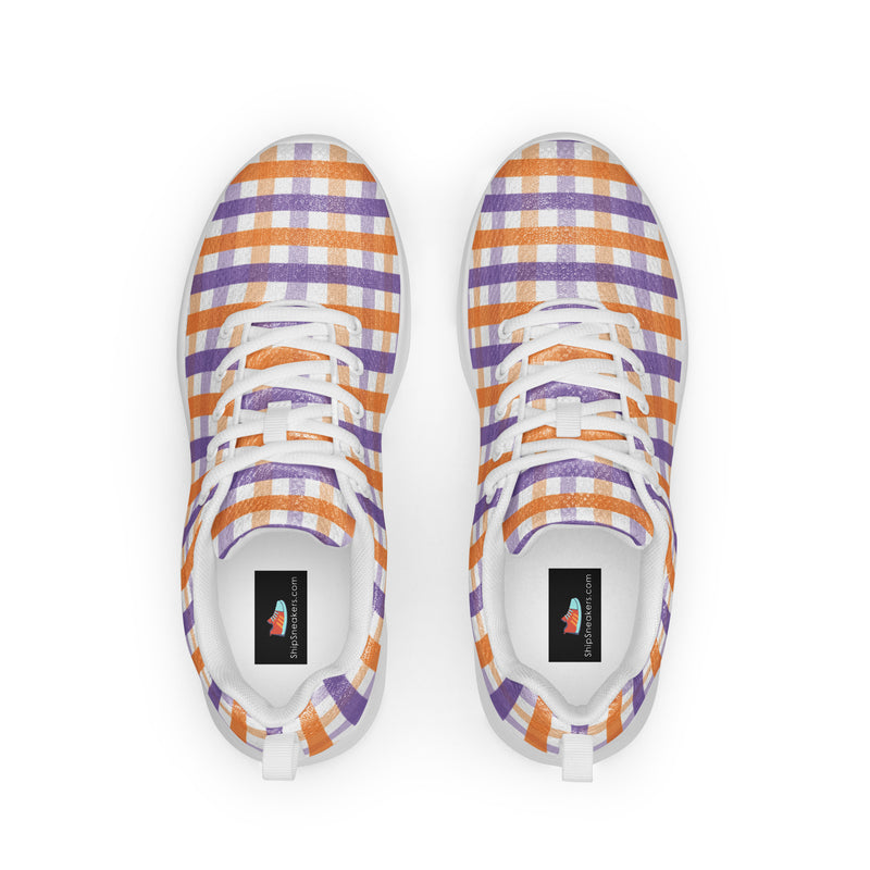 Purple Orange Check Athletic #183 - Back View | HA!LO Canvas Sneakers