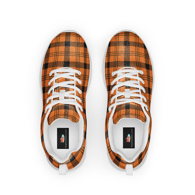Orange Tartan Athletic #186 - Back View | HA!LO Canvas Sneakers