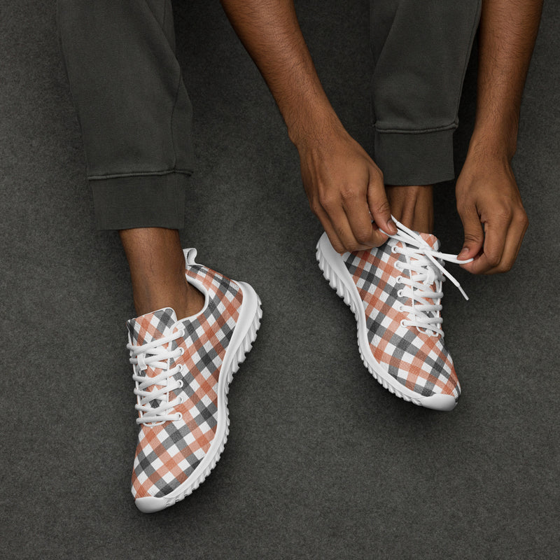 Peach Plaid Cross Athletic #194 - Opposite Side | HA!LO Canvas Sneakers