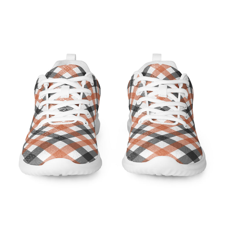 Peach Plaid Cross Athletic #194 - Front View | HA!LO Canvas Sneakers