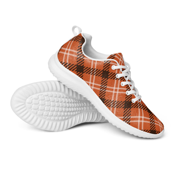 HA!LO Rust Orange Plaid — Men's Canvas Athletic Sneaker
