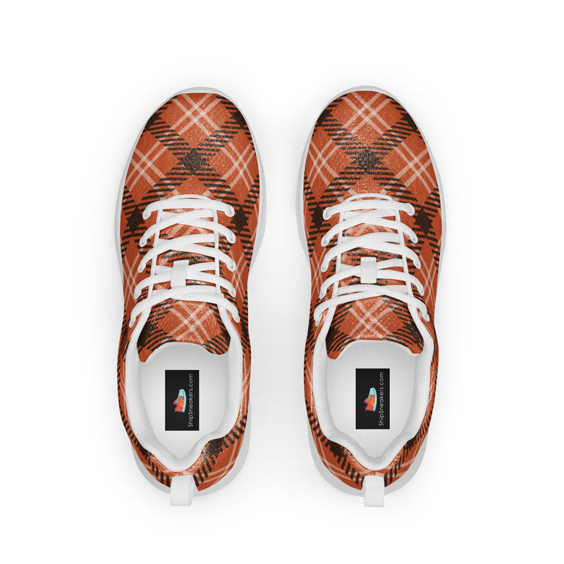 Rust Orange Plaid Athletic #195 - Back View | HA!LO Canvas Sneakers