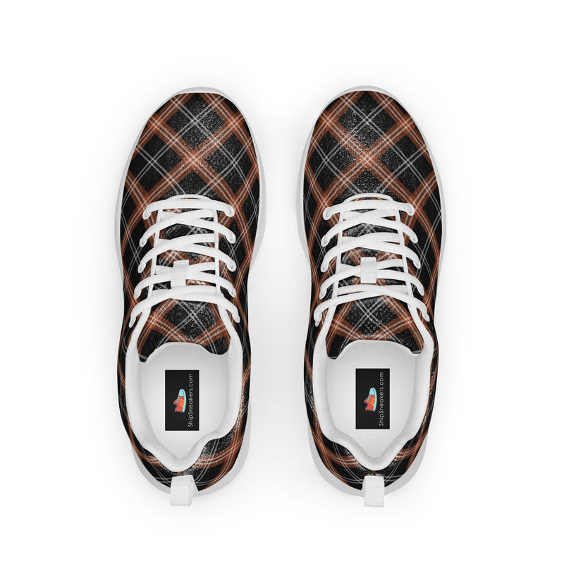 Dark Brown Plaid Athletic #197 - Back View | HA!LO Canvas Sneakers