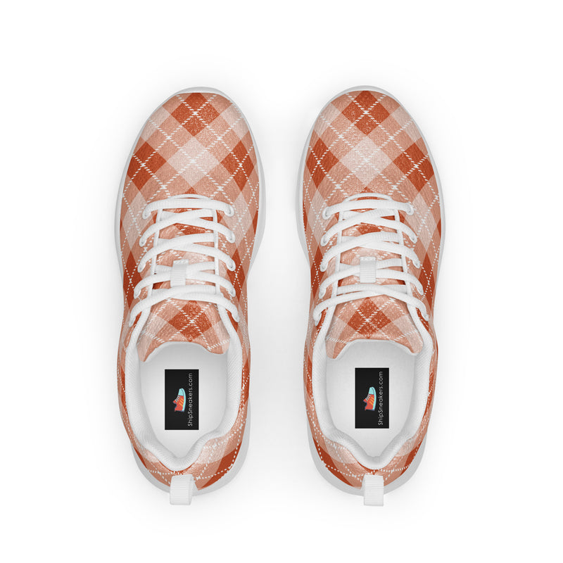 Orange Plaid Stripe Athletic #198 - Back View | HA!LO Canvas Sneakers