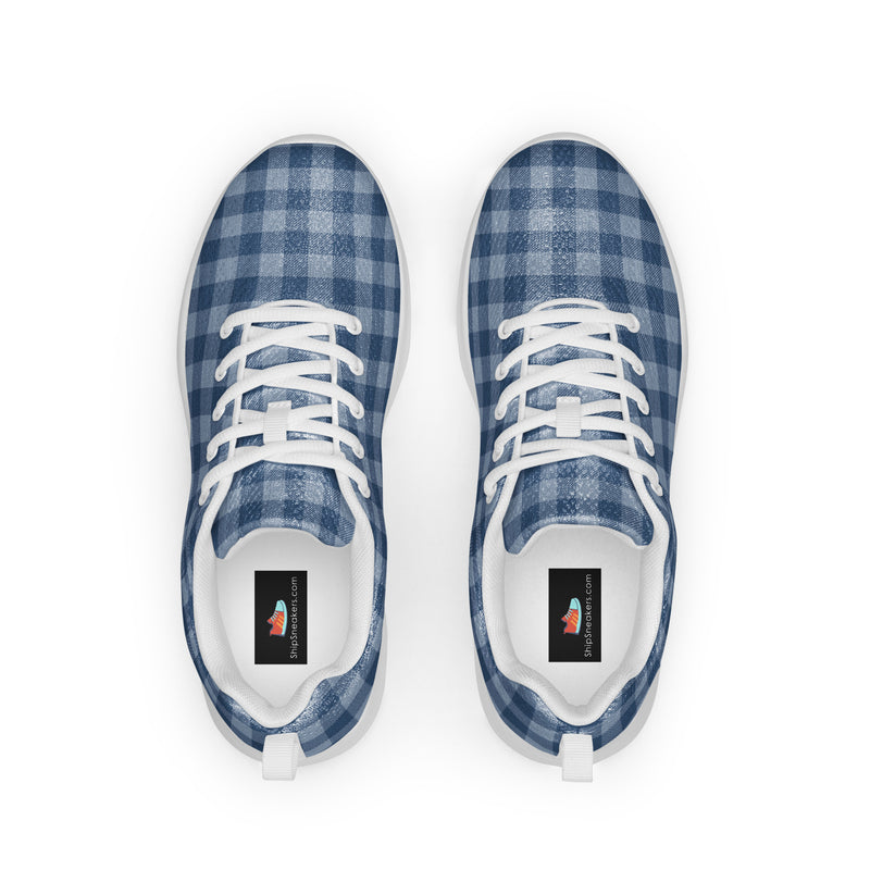 Blue Grid Athletic #202 - Back View | HA!LO Canvas Sneakers