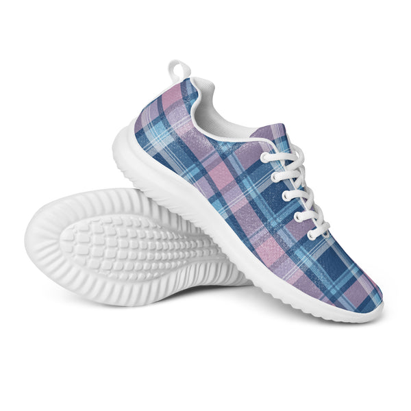 HA!LO Pastel Blue Plaid — Men's Canvas Athletic Sneaker