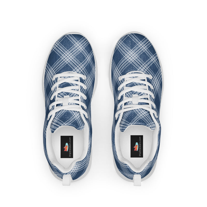 Blue Check Athletic #207 - Back View | HA!LO Canvas Sneakers