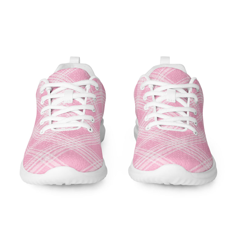 Blue Pink Plaid Athletic #209 - Front View | HA!LO Canvas Sneakers