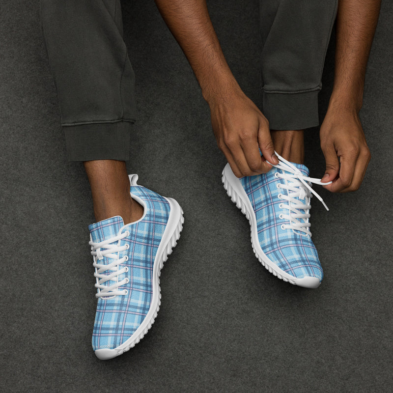 Sky Blue Plaid Athletic #210 - Opposite Side | HA!LO Canvas Sneakers