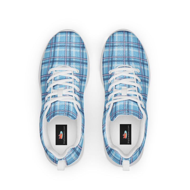 Sky Blue Plaid Athletic #210 - Back View | HA!LO Canvas Sneakers