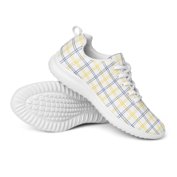 HA!LO Yellow Stripe Plaid — Men's Canvas Athletic Sneaker